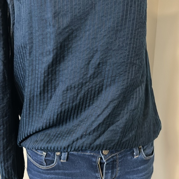 CAMI NYC Top Lenore ONE SHOULDER STRIPED Blue COTTON SILK BLEND Shirt Sz S - Picture 5 of 13